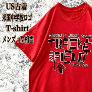 IT108 US古着米国ミドルスクールカーディナルプライドアニマル柄半袖Tシャツ(Tシャツ/カットソー(半袖/袖なし))