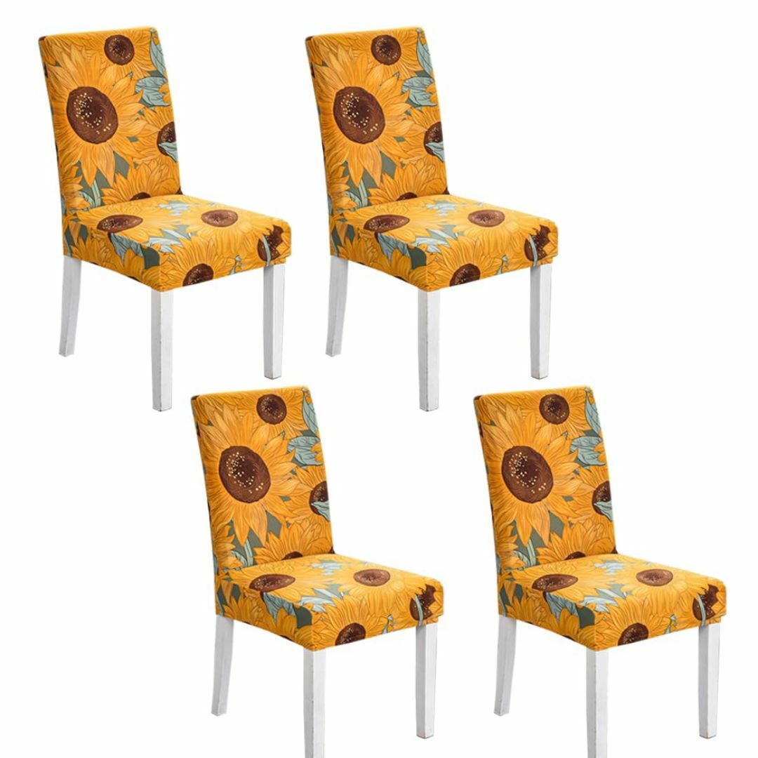 【色: vintage sunflowerヴィンテージひまわり】4枚セット椅子カ インテリア/住まい/日用品のソファ/ソファベッド(ソファカバー)の商品写真