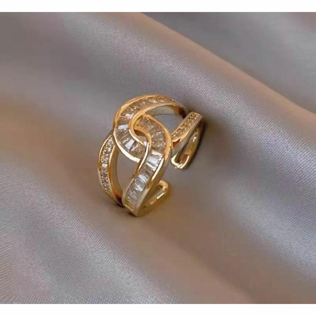 ゴールド リング czダイヤモンド サージカルステンレス 宝石 韓国 レディース レディースのアクセサリー(リング(指輪))の商品写真