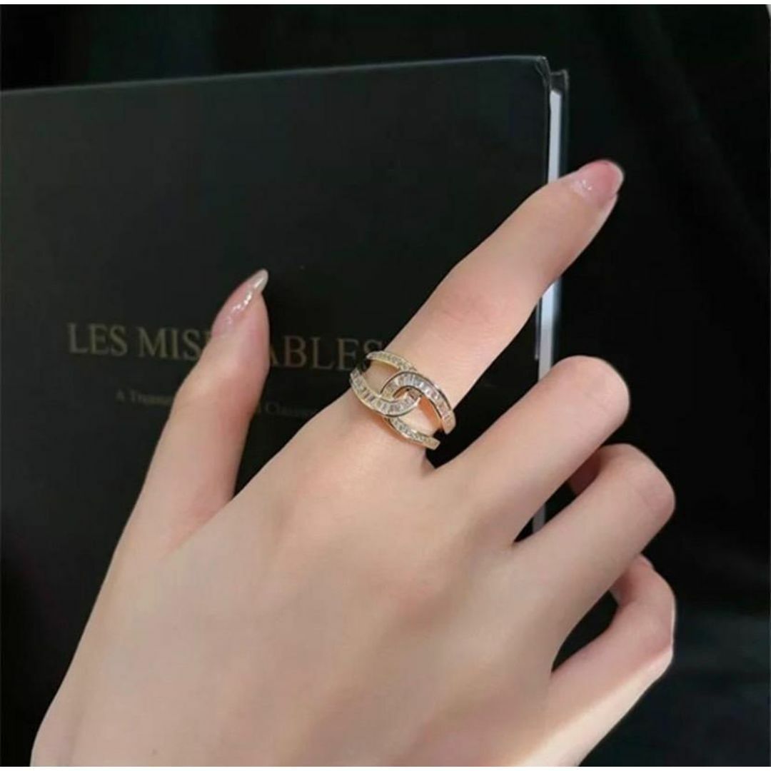 ゴールド リング czダイヤモンド サージカルステンレス 宝石 韓国 レディース レディースのアクセサリー(リング(指輪))の商品写真