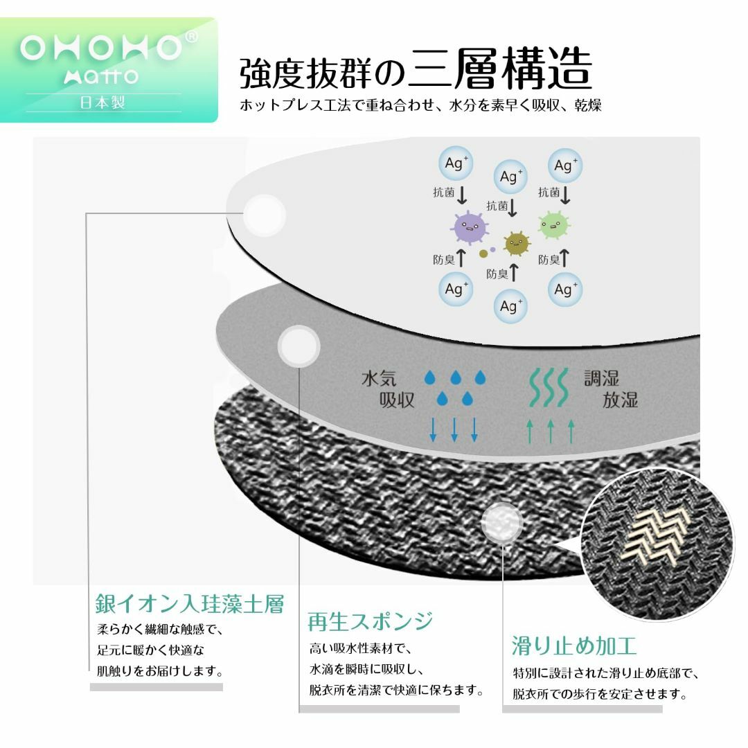 【色: ダークグレー】日本製 珪藻土バスマット 抗菌銀イオン入 柔らか速乾 ソフ インテリア/住まい/日用品の日用品/生活雑貨/旅行(タオル/バス用品)の商品写真