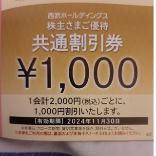 西武ホールディングス株主さまご優待券　共通割引券3枚(ショッピング)