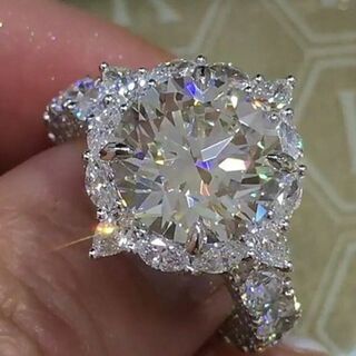 シルバー925色●大粒ジルコニアダイヤモンド指輪装飾１１号ジュエリー結婚式リング(リング(指輪))