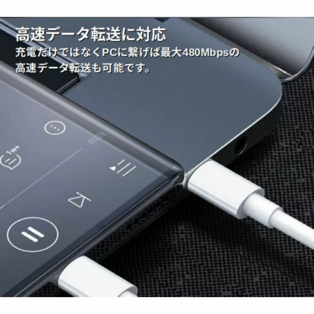 TypeC to Cケーブル Android USBタイプC充電器 1m 2本 スマホ/家電/カメラのPC/タブレット(その他)の商品写真