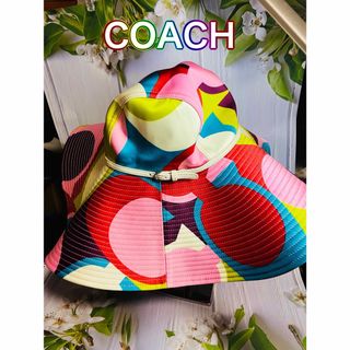 COACH - 【COACH】コーチ廃盤マルチカラーつば広ハット♧