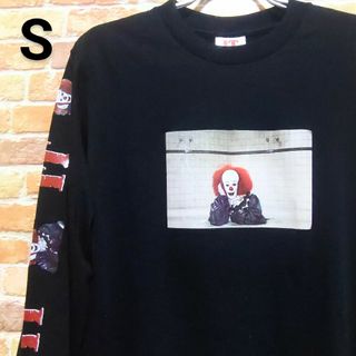 【新品】映画 イット IT Tシャツ 長袖 ロンT S ブラック ピエロ(Tシャツ/カットソー(七分/長袖))