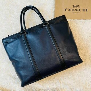 コーチ(COACH)の美品＊コーチ ビジネスバッグ ハンド A4 PC 大容量 2way 革 ネイビー(ビジネスバッグ)