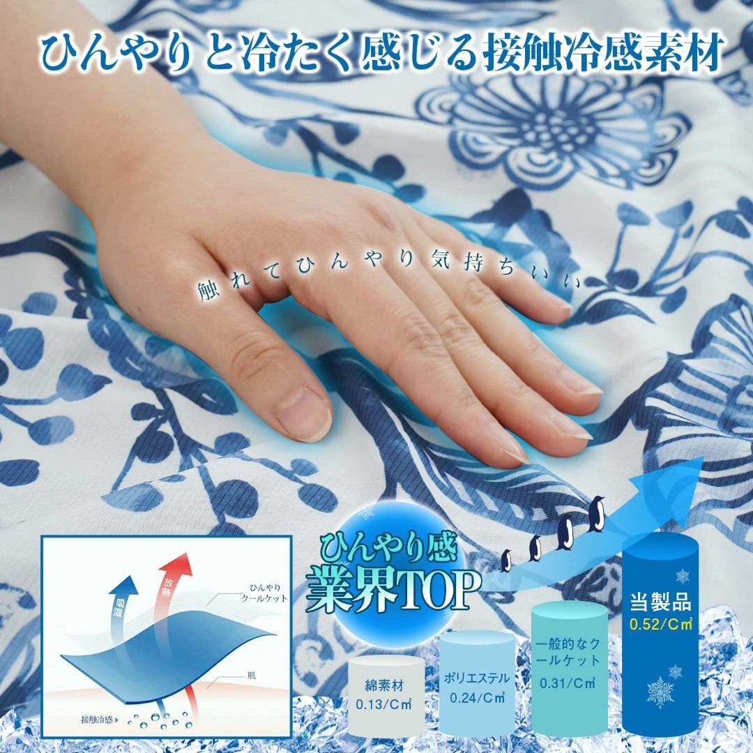 【色: 水彩柄．ブルー】冷感 タオルケット シングル 夏用タオルケット 【蒸れに インテリア/住まい/日用品の寝具(布団)の商品写真