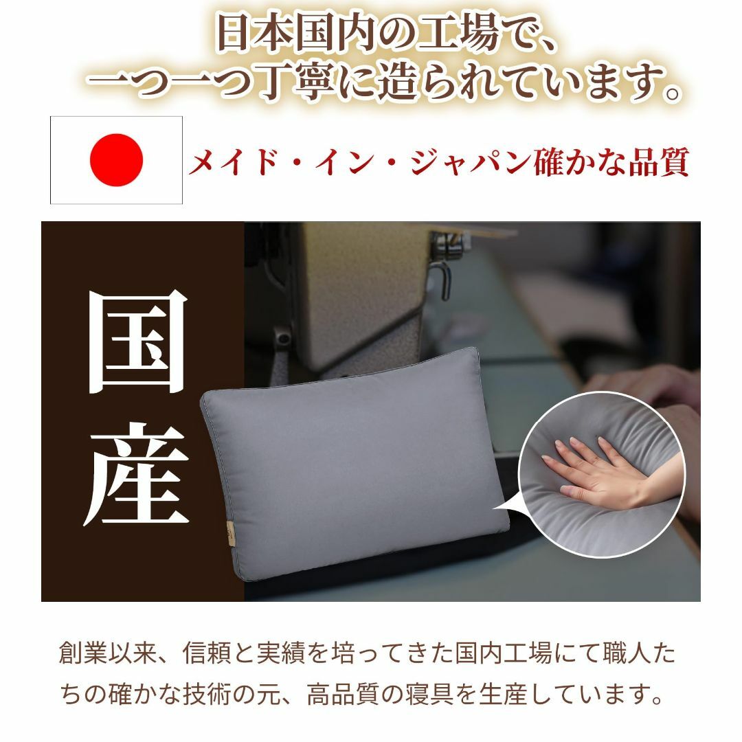 【色: グレー，グレーカバ付き】整眠ラボ 枕 まくら 日本製 枕人気 枕ホテル枕 インテリア/住まい/日用品の寝具(枕)の商品写真