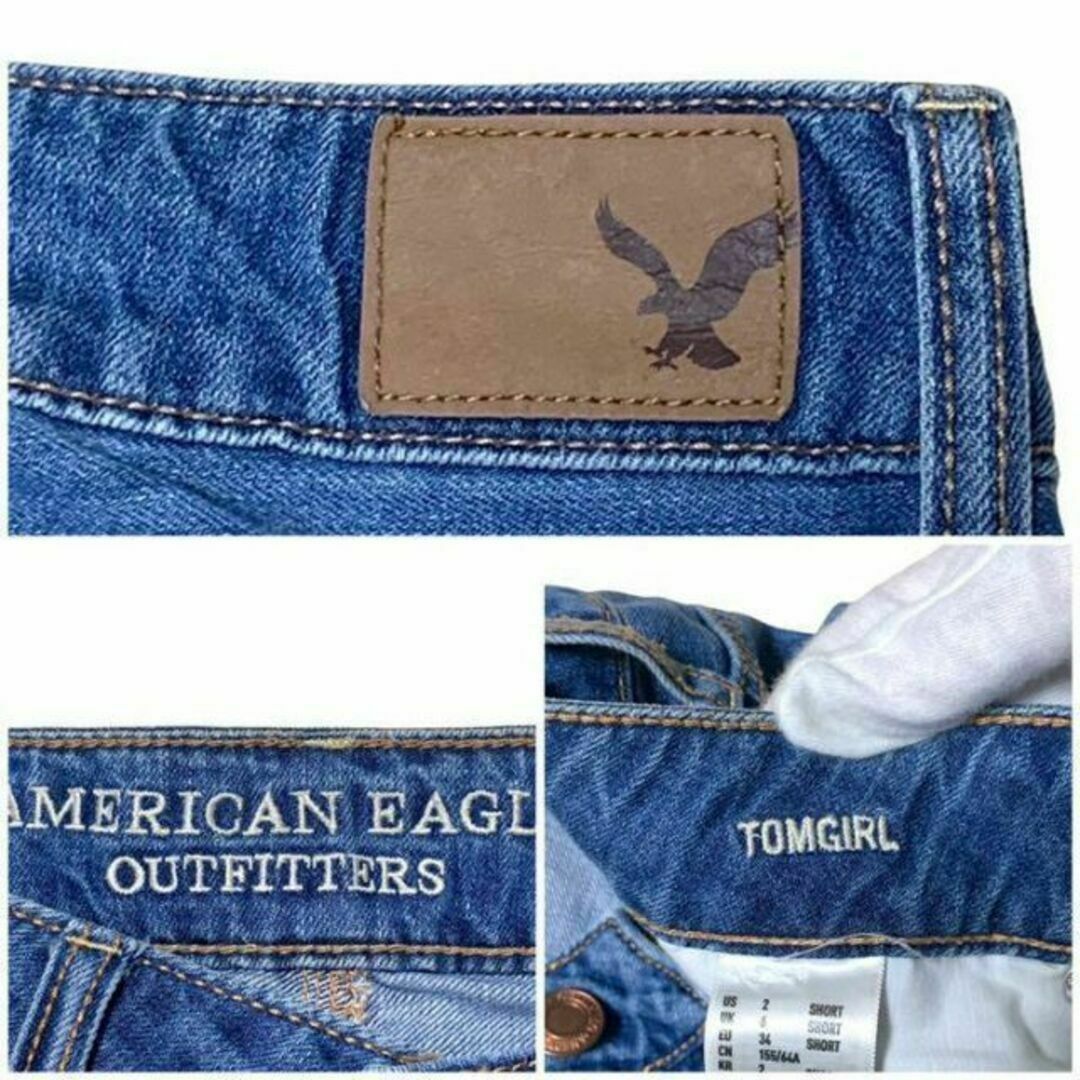 American Eagle(アメリカンイーグル)のアメリカンイーグル TOMGIRL ダメージ加工 リペア加工 US2 SHORT レディースのパンツ(デニム/ジーンズ)の商品写真