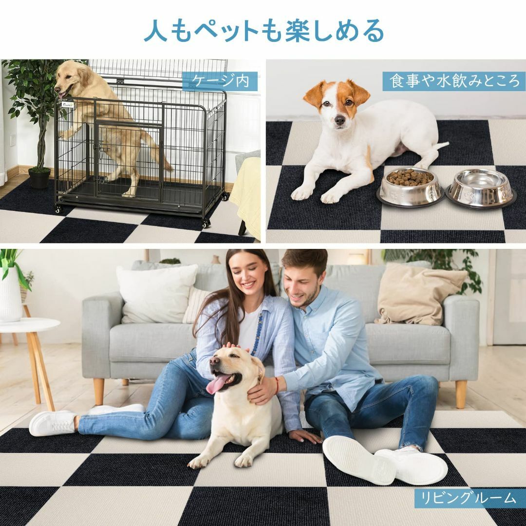 【色: ブラック/アイボリー】ジョイントマット 【30*30cm 40枚 ブラッ インテリア/住まい/日用品のラグ/カーペット/マット(ラグ)の商品写真