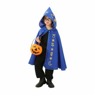 ☘️売り尽くし☘️ 子ども　ハロウィン　コスプレ　マント 魔法使い　青(その他)