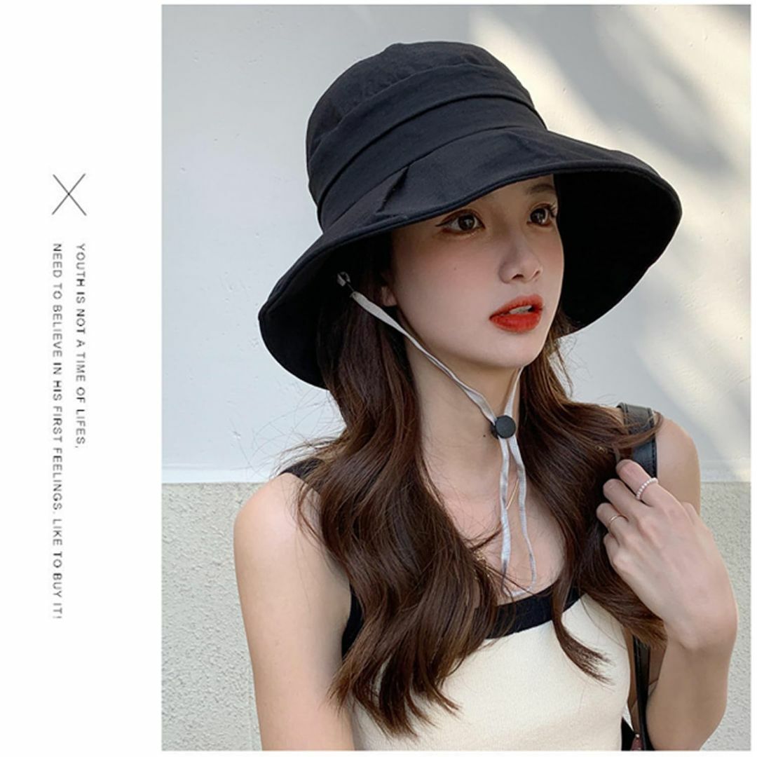 【色: ブラック】[Ｙａｌｉｈａｙ] UVカット 帽子 レディース サンバイザー レディースのファッション小物(その他)の商品写真