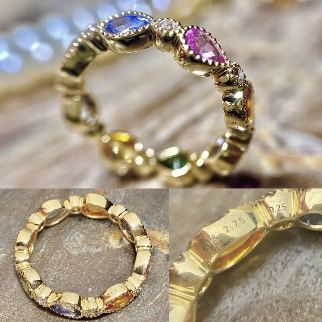 素敵💙マルチカラーサファイア&ダイヤモンド アミュレットフルエタニティーリング レディースのアクセサリー(リング(指輪))の商品写真