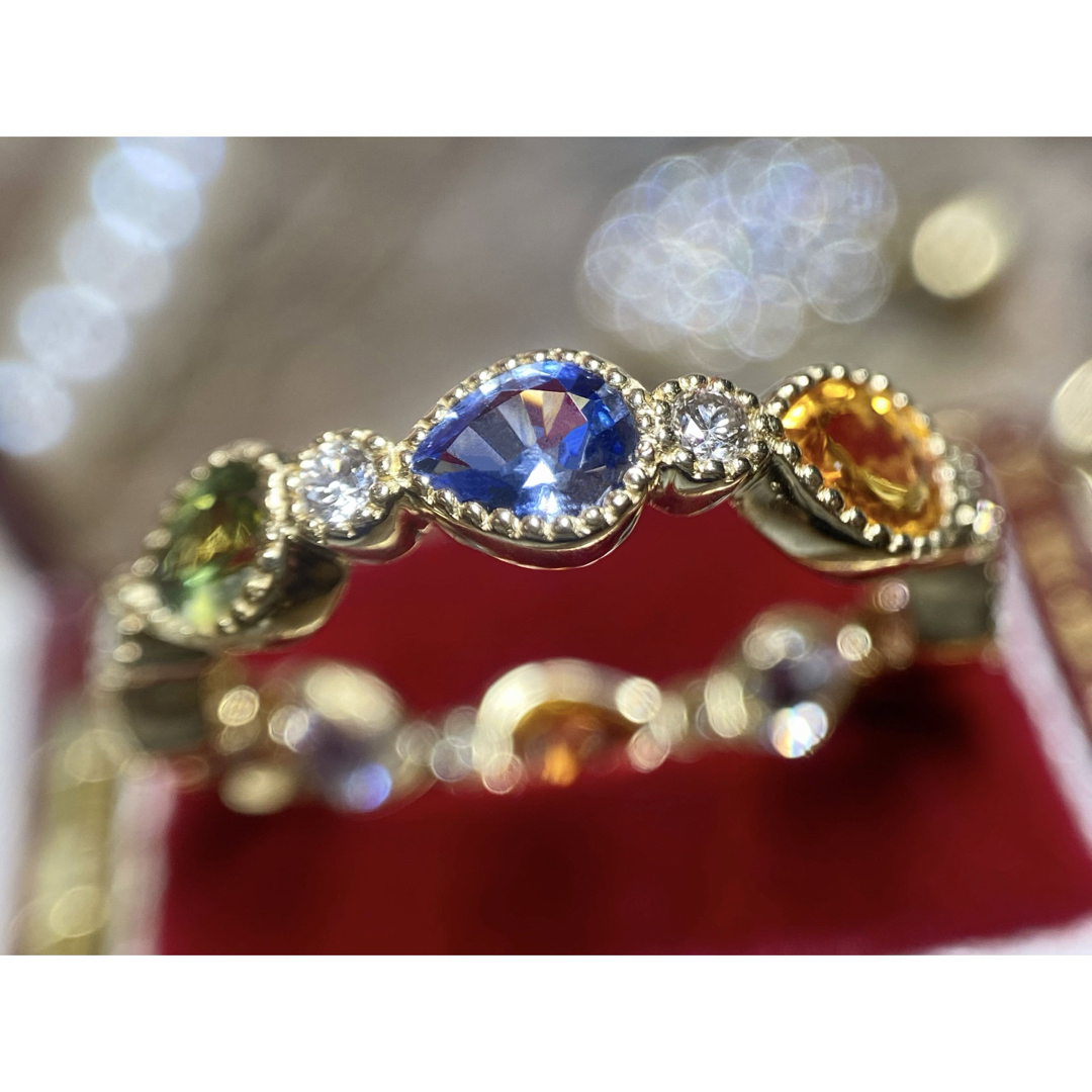 素敵💙マルチカラーサファイア&ダイヤモンド アミュレットフルエタニティーリング レディースのアクセサリー(リング(指輪))の商品写真