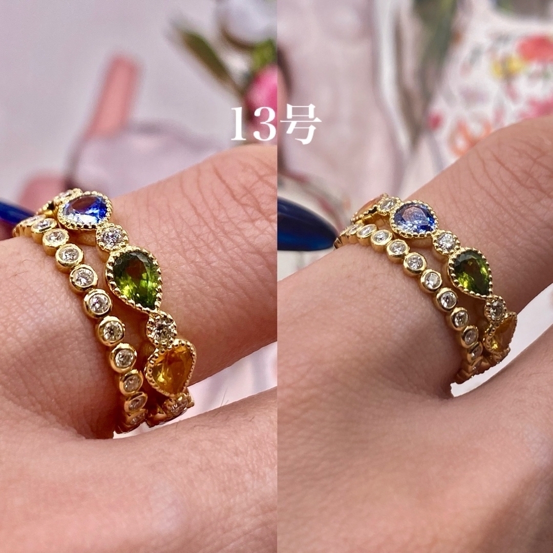 素敵💙マルチカラーサファイア&ダイヤモンド アミュレットフルエタニティーリング レディースのアクセサリー(リング(指輪))の商品写真