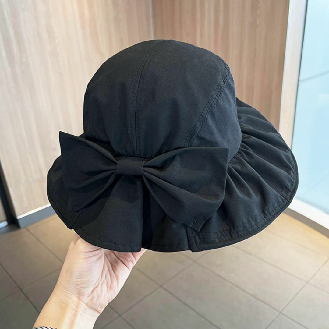 【色: ブラック】[Ｑｚｋｏｕｍａ] 帽子 レディース UVカット つば広 紫外 レディースのファッション小物(その他)の商品写真