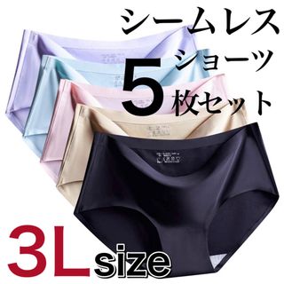 シームレス ショーツ 5枚セット 3L ブラック パープル ブルー