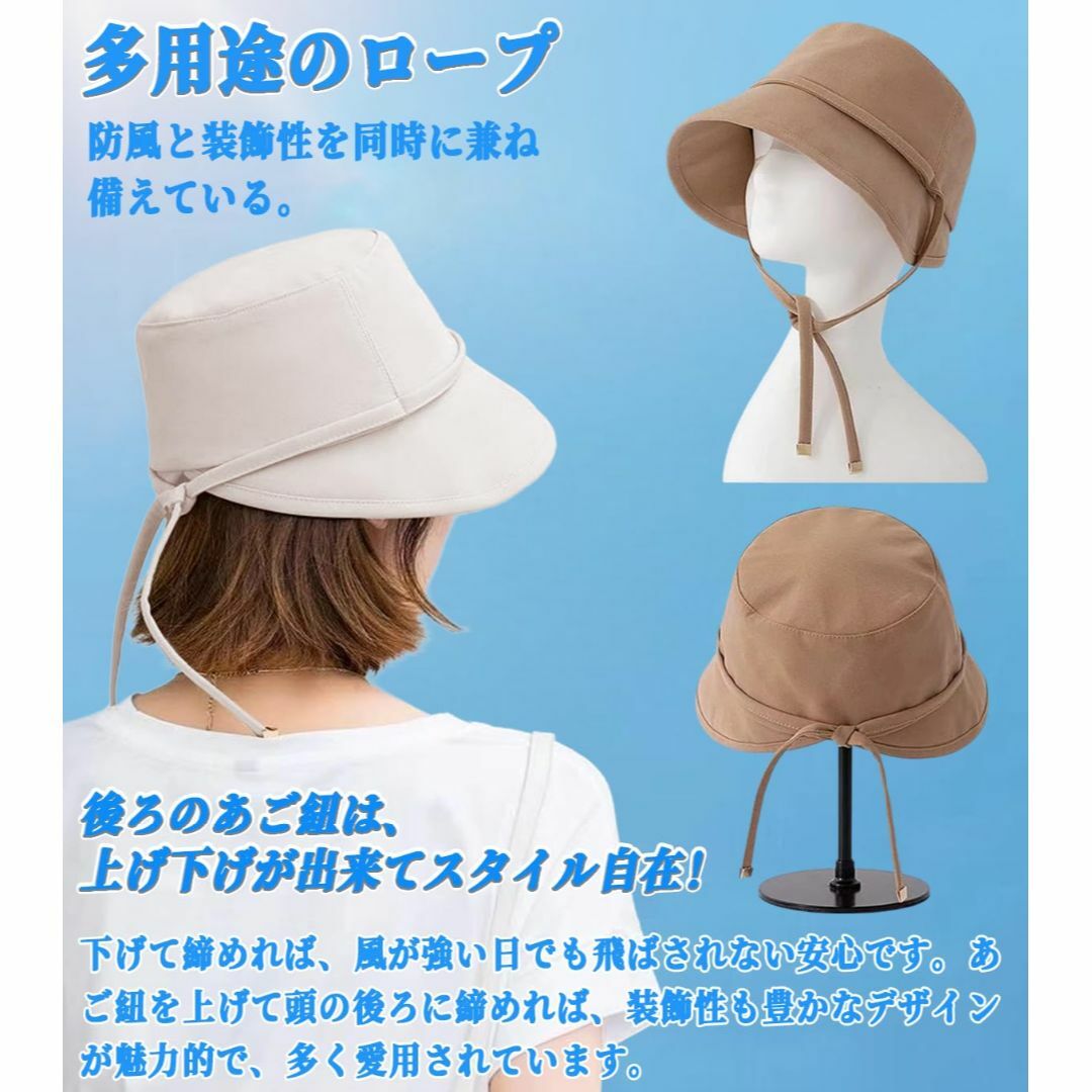 【色: ホワイト】[ninipinksan] バケットハット UVカット帽子 レ レディースのファッション小物(その他)の商品写真