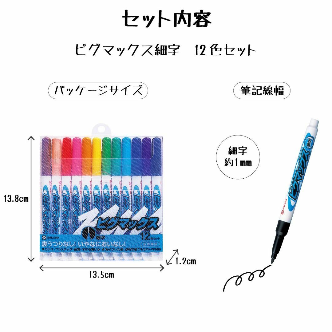 特価セールSAKURA サクラクレパス 水性ペン ピグマックス 細字 12色 その他のその他(その他)の商品写真