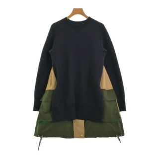 サカイ(sacai)のsacai サカイ ワンピース 1(S位) 紺xカーキxベージュ 【古着】【中古】(ひざ丈ワンピース)