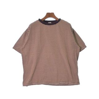 6(ROKU) ロク Tシャツ・カットソー F 茶x白(ボーダー) 【古着】【中古】(カットソー(半袖/袖なし))