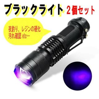 ブラックライト 2個セット UV LED 蓄光 夜釣り UVレジン硬化 汚れ確認(ライト/ランタン)