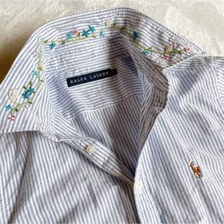 ラルフローレン(Ralph Lauren)の希少 花柄 ラルフローレン   長袖 ストライプシャツ レディース   コットン(シャツ/ブラウス(長袖/七分))