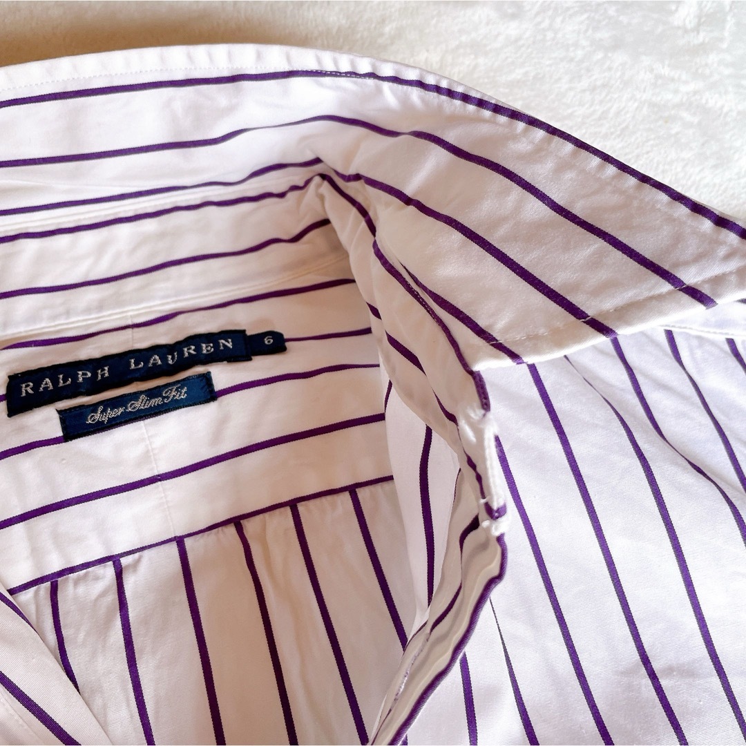 Ralph Lauren(ラルフローレン)の美品 ラルフローレン  半袖 ストライプシャツ レディース   スリムフィット レディースのトップス(シャツ/ブラウス(半袖/袖なし))の商品写真