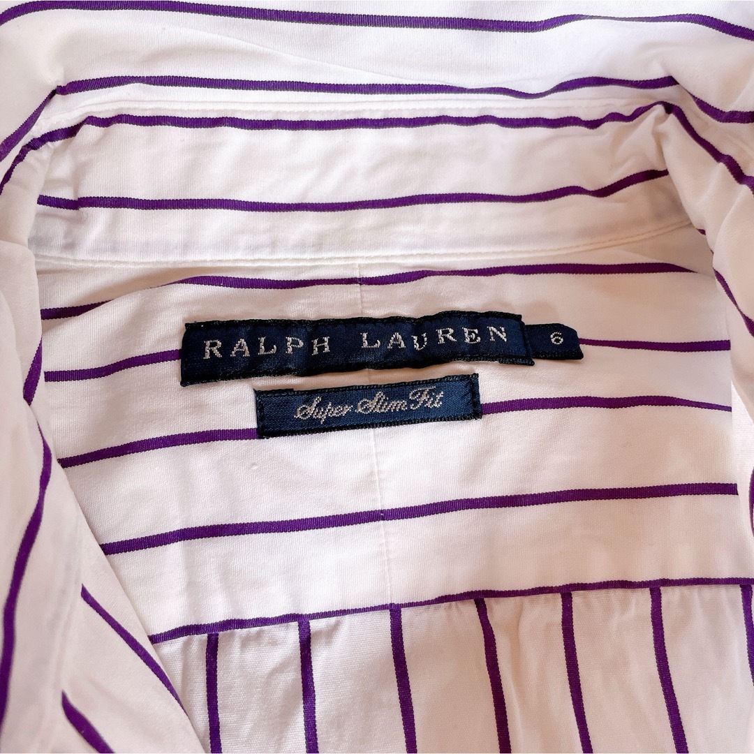 Ralph Lauren(ラルフローレン)の美品 ラルフローレン  半袖 ストライプシャツ レディース   スリムフィット レディースのトップス(シャツ/ブラウス(半袖/袖なし))の商品写真