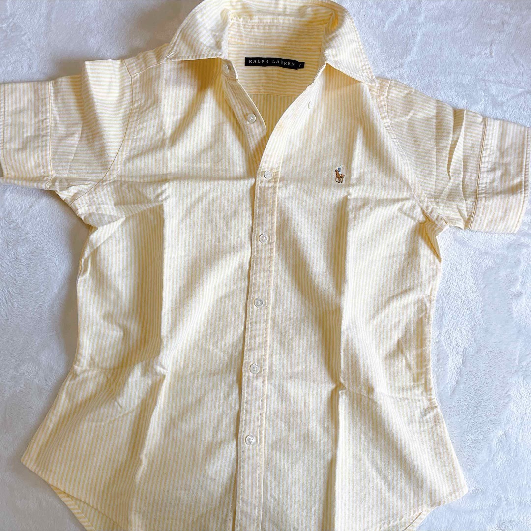Ralph Lauren(ラルフローレン)のラルフローレン   上品なストライプ柄   半袖ボタンダウンシャツ ポロシャツ レディースのトップス(シャツ/ブラウス(半袖/袖なし))の商品写真