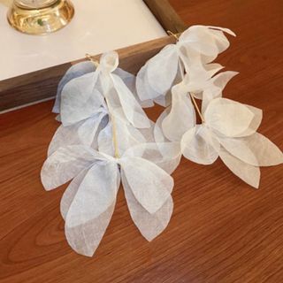 ♡数量限定♡花 スタッド ピアス ホワイト シフォン フラワー ロング(ピアス)