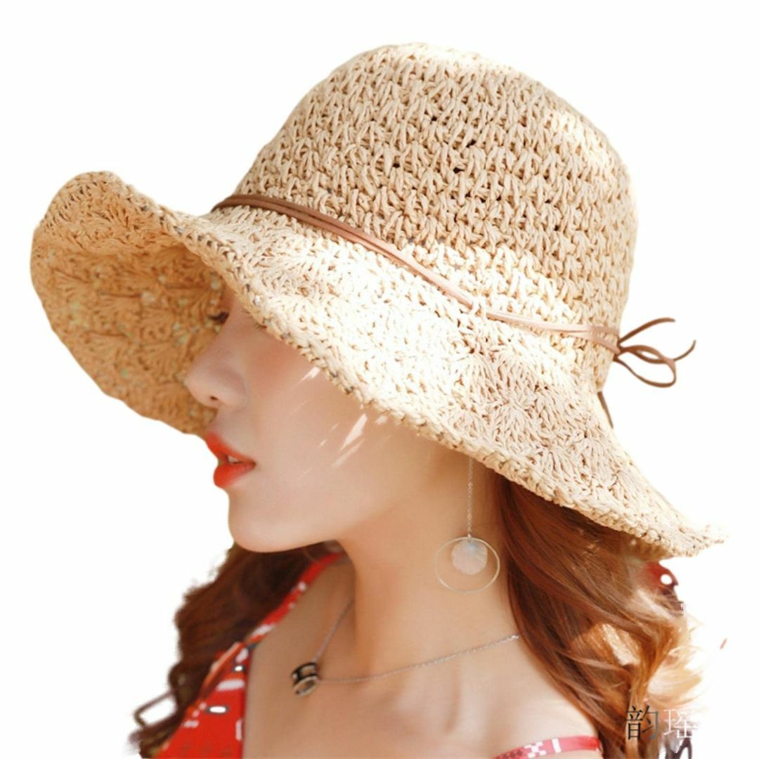 【色: ベージュ】[ReiLuana] 麦わら 帽子 レディース ストロー ハッ レディースのファッション小物(その他)の商品写真