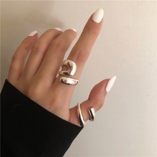 【大人気】ユニセックス シルバーリング 韓国 リング シンプル 指輪 高見え(リング(指輪))