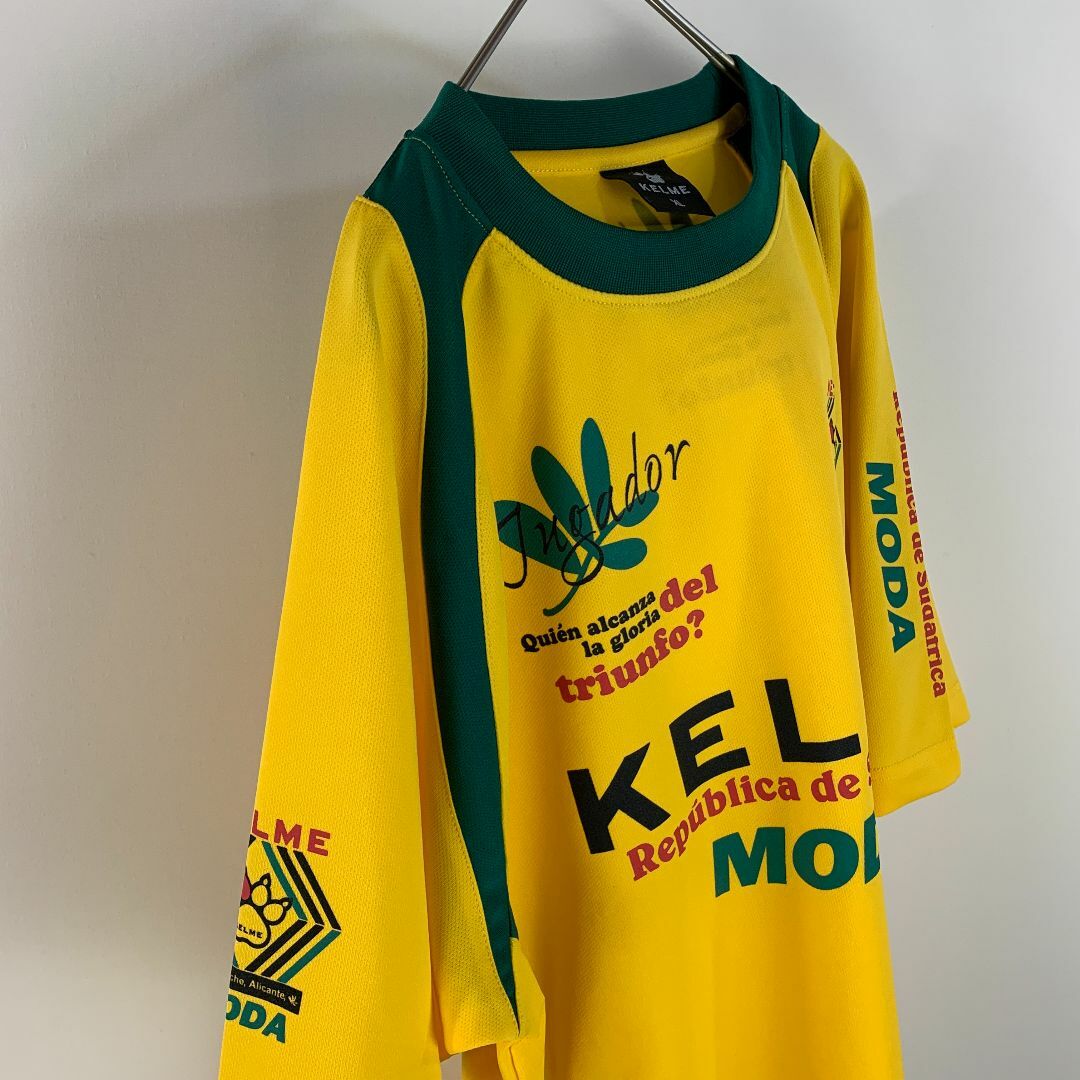 KELME ゲームシャツ 半袖 黄色 XL 古着 スポーツ/アウトドアのサッカー/フットサル(ウェア)の商品写真