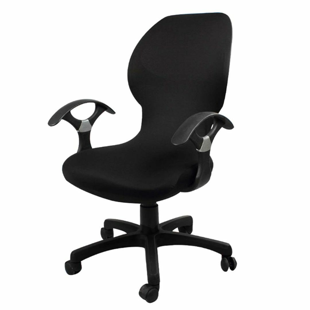 【色: ブラック】popluxy オフィスチェアカバー 椅子カバー チェアカバー インテリア/住まい/日用品のソファ/ソファベッド(ソファカバー)の商品写真