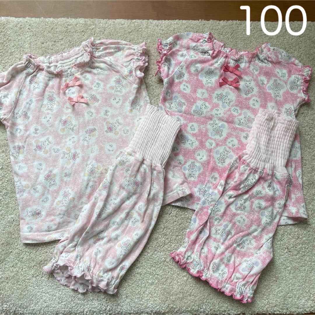 coeur a coeur(クーラクール)のクーラクール　半袖パジャマ　2枚セット 100 キッズ/ベビー/マタニティのキッズ服女の子用(90cm~)(パジャマ)の商品写真