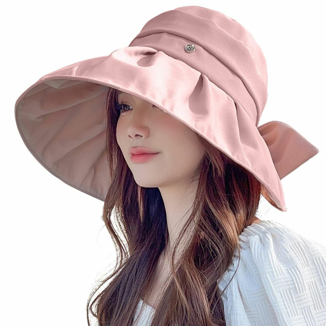 【色: ピンク】[YUMISS] 帽子 レディース 【14cm超つば広・UVカッ レディースのファッション小物(その他)の商品写真