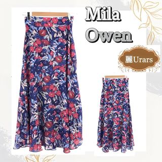 ミラオーウェン(Mila Owen)のミラオーウェン ロングスカート きれいめ ボタニカル柄 フレア レース(ロングスカート)