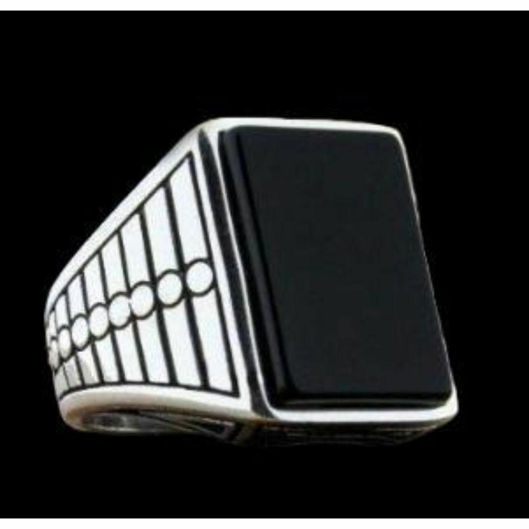 【H210】リング メンズ シルバー ブラック アクセサリー 指輪 20号 メンズのアクセサリー(リング(指輪))の商品写真