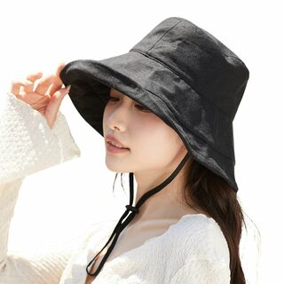 【色: ブラック】[Seuenelf] 帽子 レディース 日焼け防止 UVカット(その他)