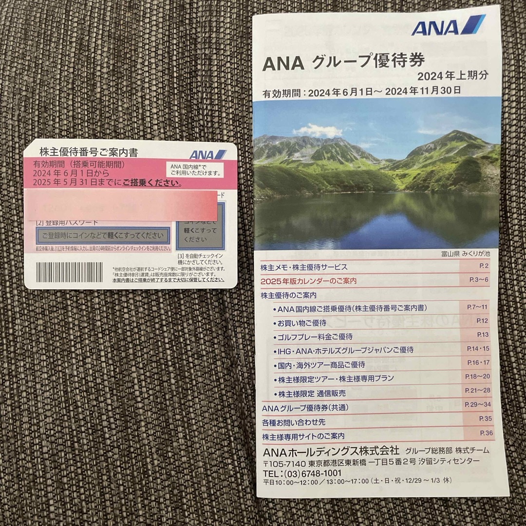 ANA(全日本空輸)(エーエヌエー(ゼンニッポンクウユ))のANA 株主優待番号、グループ優待券 チケットの優待券/割引券(その他)の商品写真