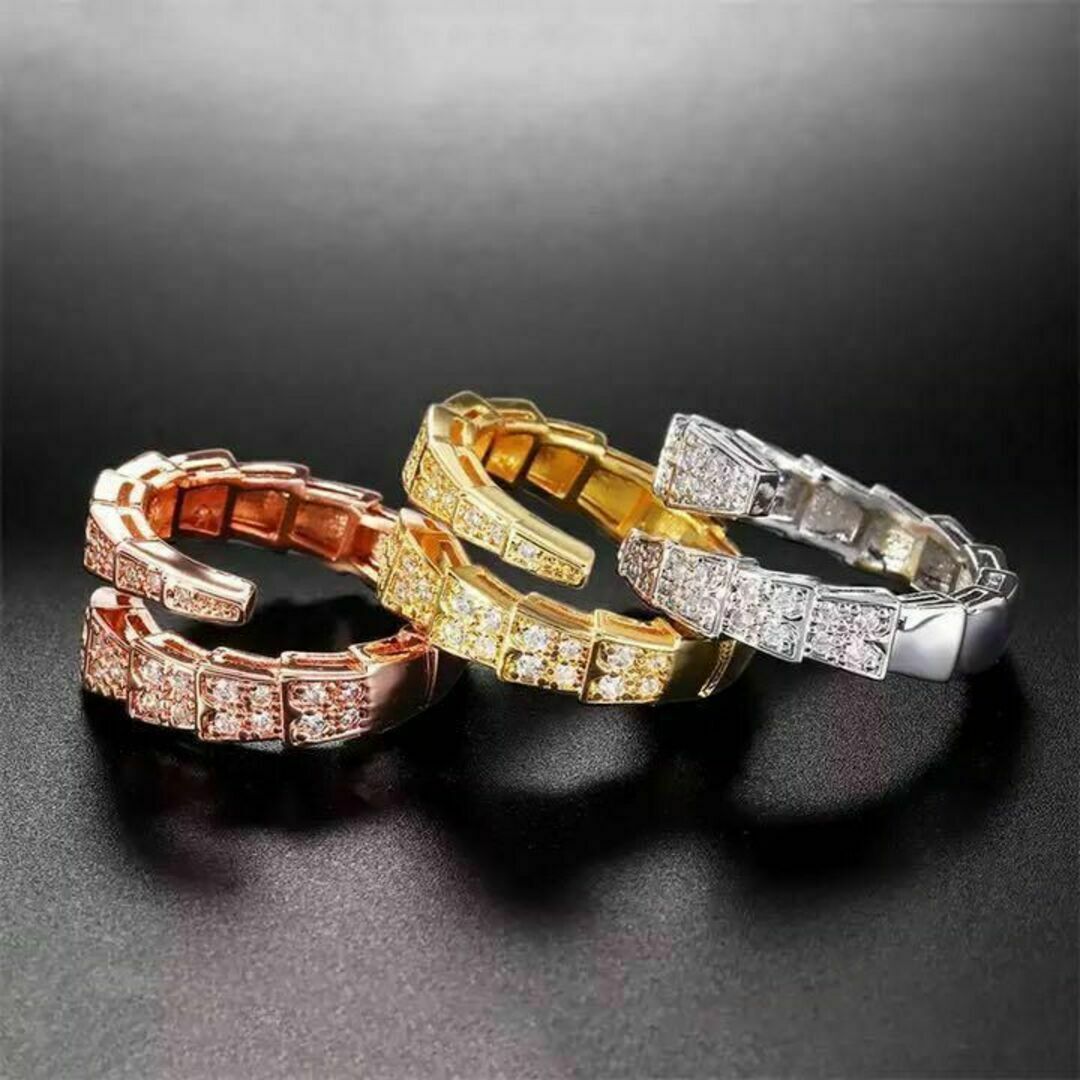 スネークリング　指輪　ジルコニア　シルバー、ゴールド、ピンクゴールド　新品 レディースのアクセサリー(リング(指輪))の商品写真