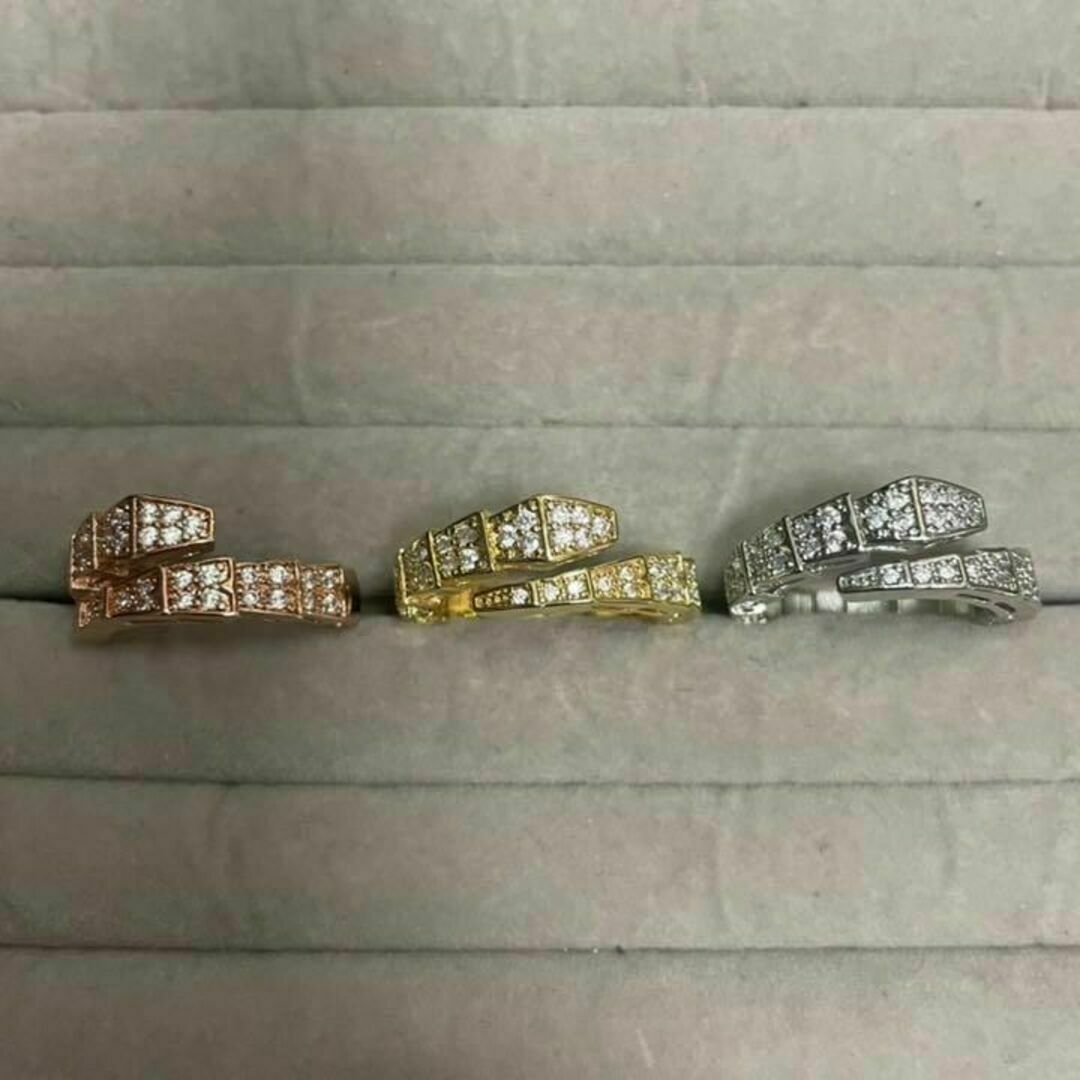 スネークリング　指輪　ジルコニア　シルバー、ゴールド、ピンクゴールド　新品 レディースのアクセサリー(リング(指輪))の商品写真
