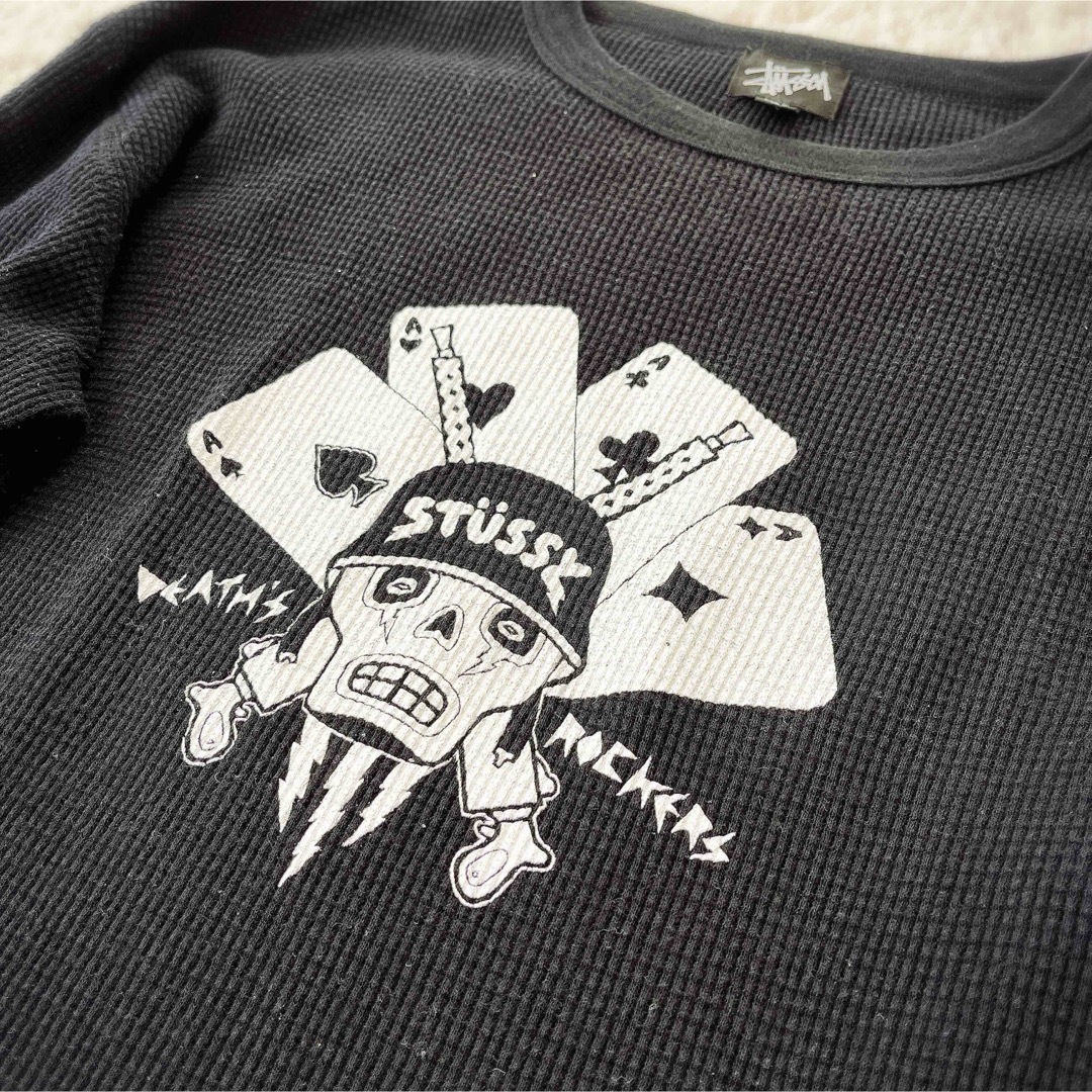 STUSSY(ステューシー)のSTUSSY ステューシー スカルロゴ ロングシャツ 長袖Tシャツ ワッフル 綿 メンズのトップス(Tシャツ/カットソー(七分/長袖))の商品写真