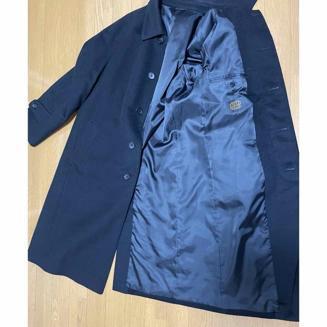 【美品】Field House 　カシミヤ100％ステンカラーコート　黒　日本製 メンズのジャケット/アウター(ステンカラーコート)の商品写真
