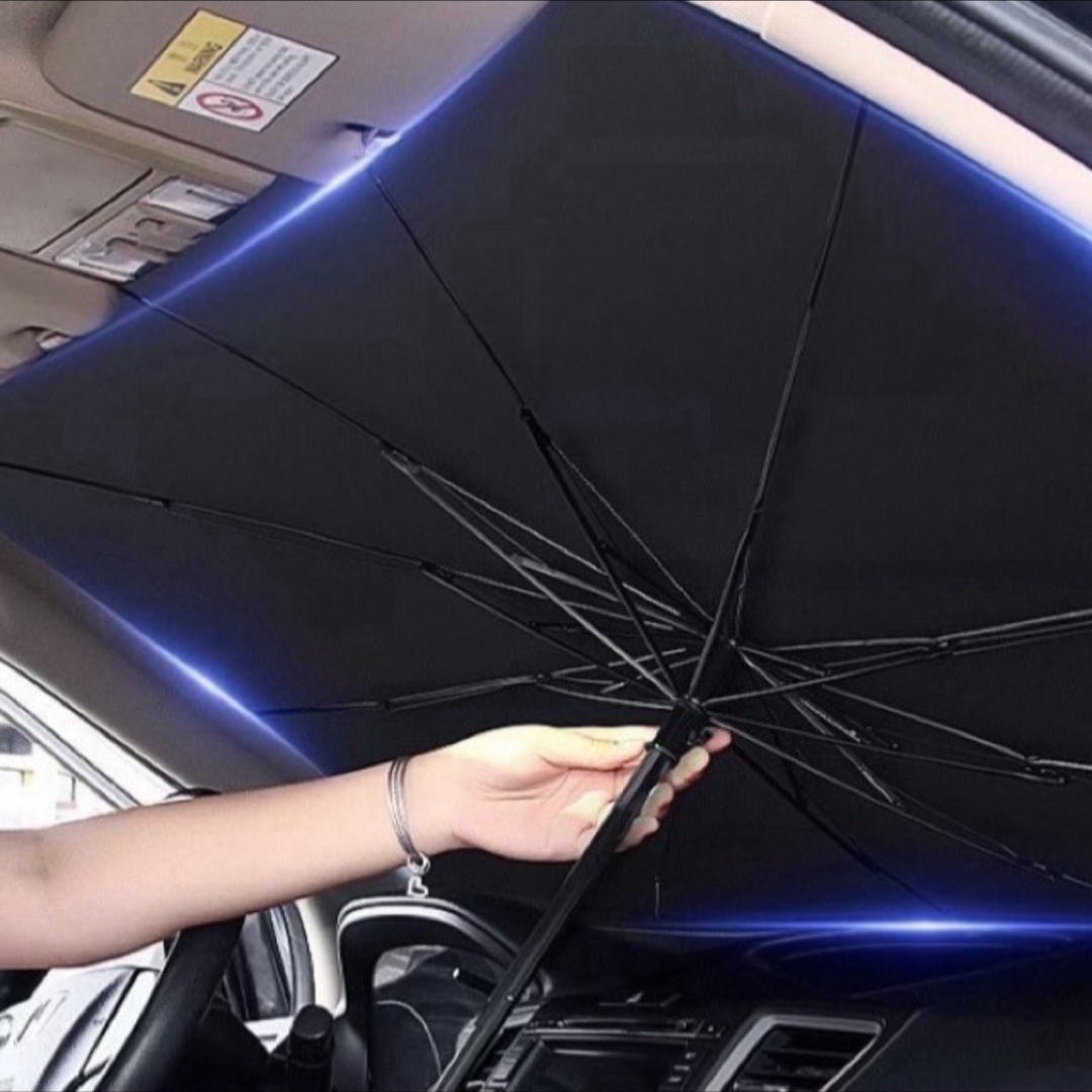サンシェード 傘式 S 車用 コンパクト フロント サンバイザー　折りたたみ 自動車/バイクの自動車(車内アクセサリ)の商品写真
