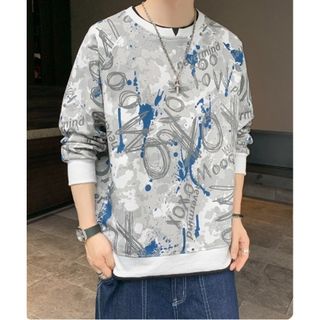 ゆったり　トップス　ＸＬ　カジュアル　英文字　柄(Tシャツ/カットソー(七分/長袖))