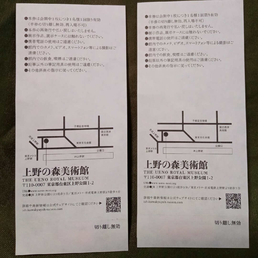 ☆石川九楊大全入場券 ※２枚　上野の森美術館 チケットの施設利用券(美術館/博物館)の商品写真