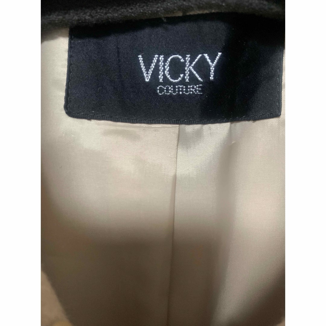 VICKY(ビッキー)のVICKYビッキー上品ファー付ロングコート値下げ人気ブランド綺麗め上品美品 レディースのジャケット/アウター(ロングコート)の商品写真